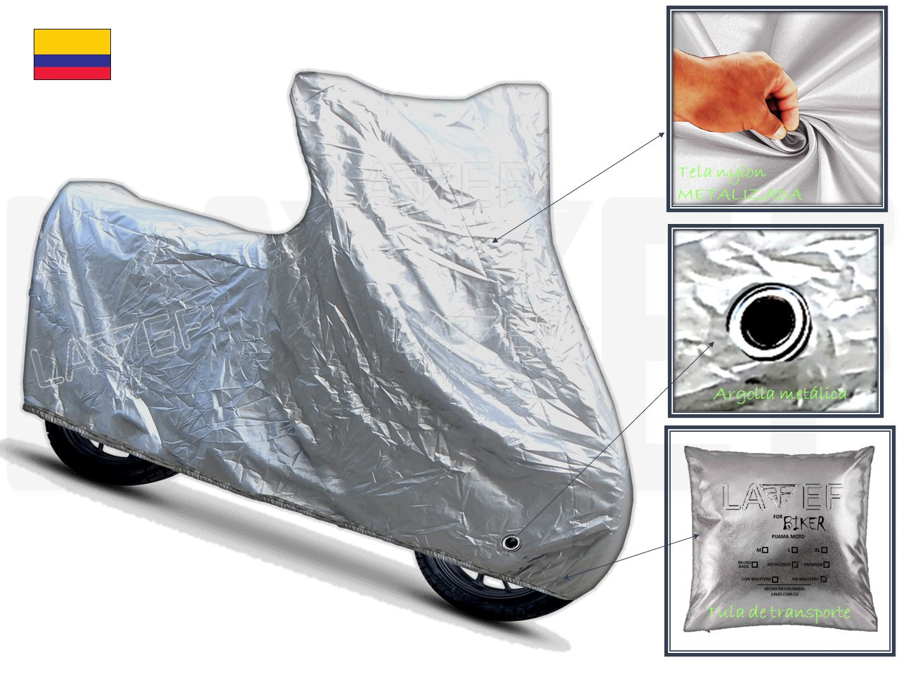 Pijama Para Moto Plateada + Forro Para Maletín Reflectivo