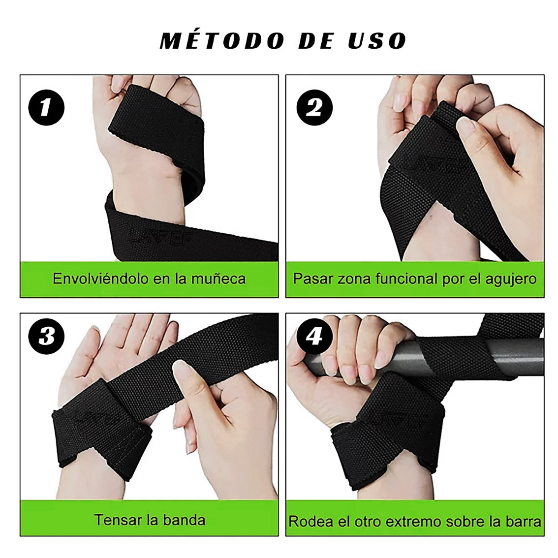 Correas Straps, Vendas Muñequeras Levantamiento Pesas. Lavef