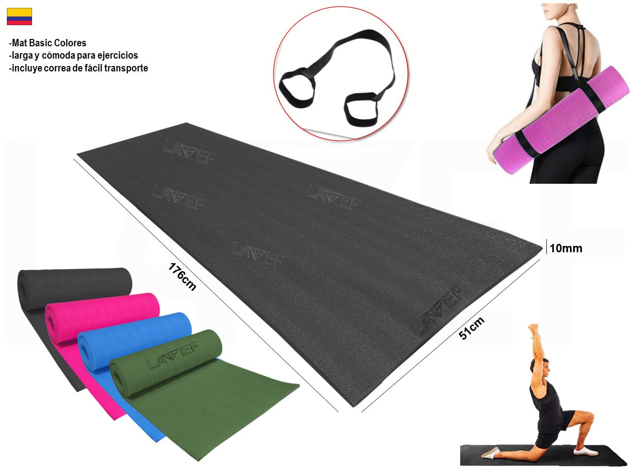 Colchoneta Mat Yumbolon Basicas Colores + Tobilleras 2k