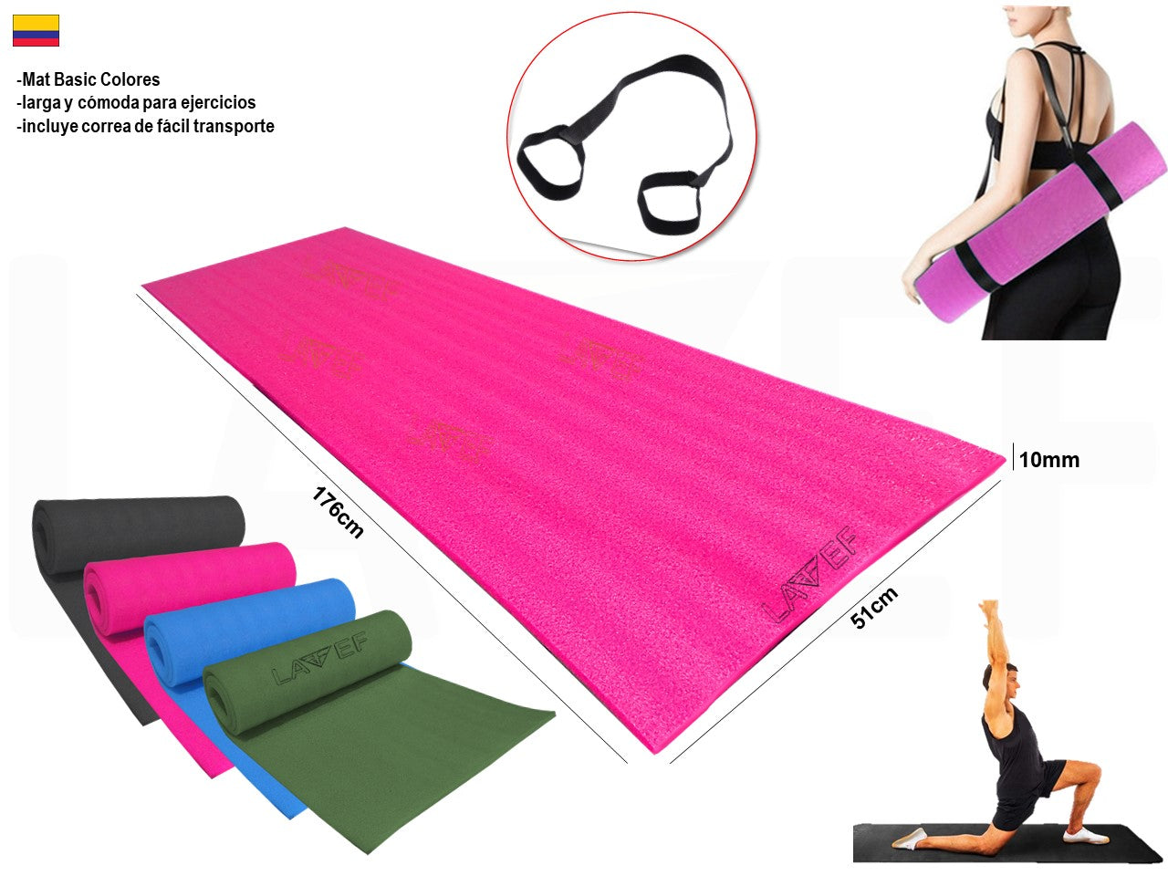 Colchoneta Mat Yumbolon Basicas Colores + Tobilleras 2k