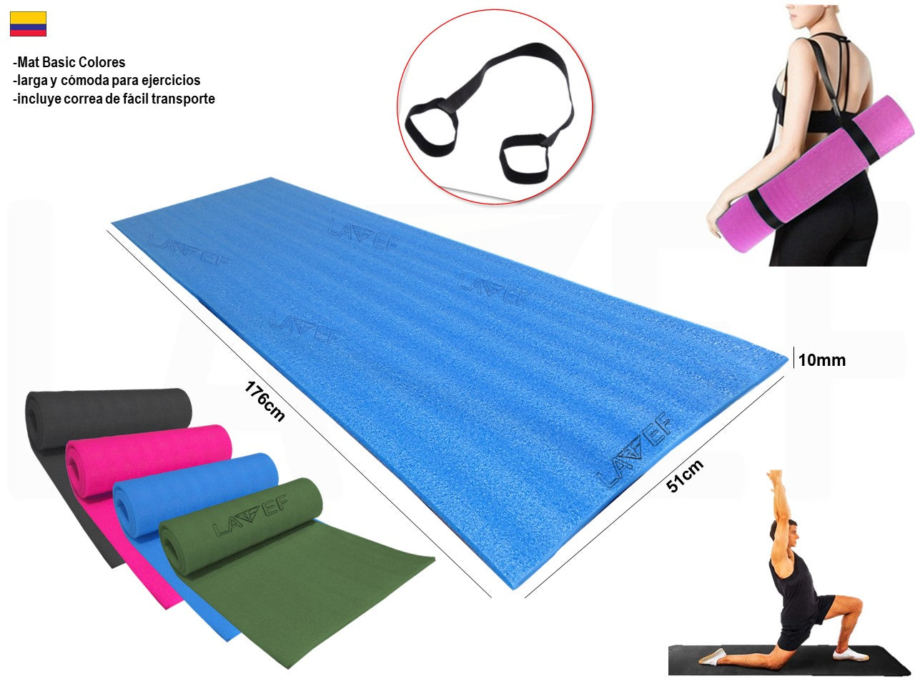 Colchoneta Mat Yumbolon Basicas Colores + Tobilleras 2k