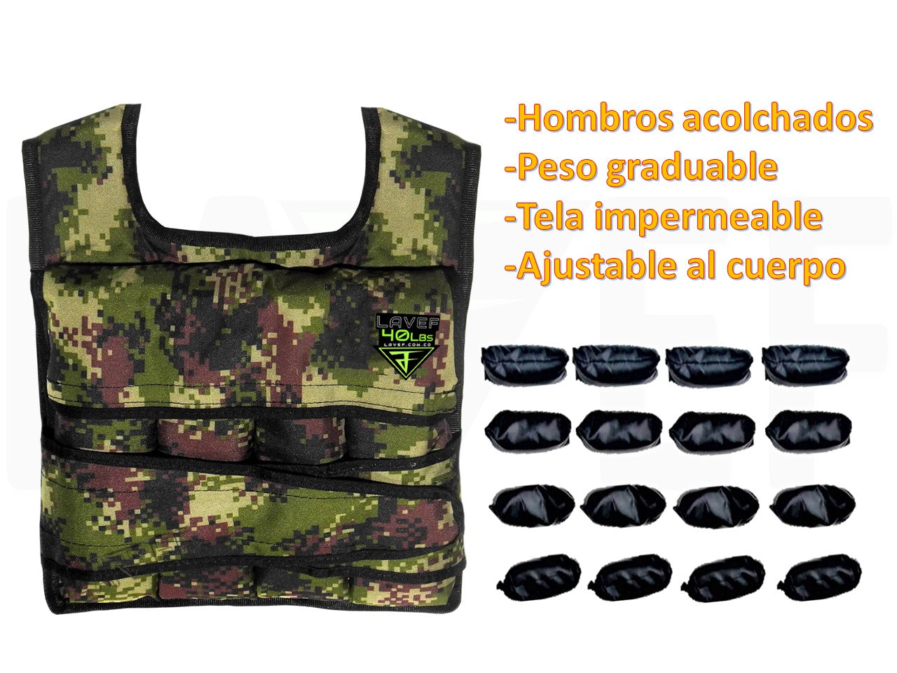 Chaleco De Peso Graduable 40 Lbs