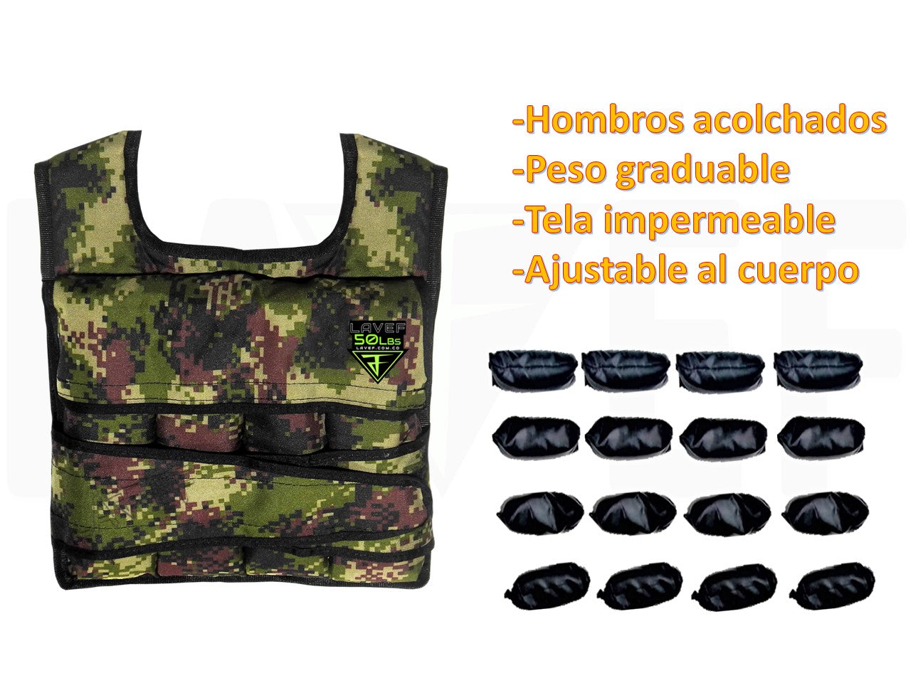 Chaleco De Peso Graduable 50 Lbs
