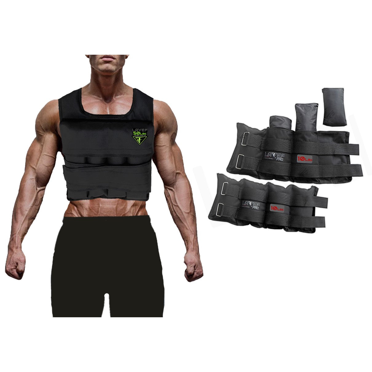 Chaleco De Peso Ajustable 50lb + Pesas Tobilleras 10k