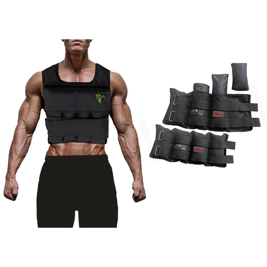 Chaleco De Peso Ajustable 50lb + Pesas Tobilleras 10k