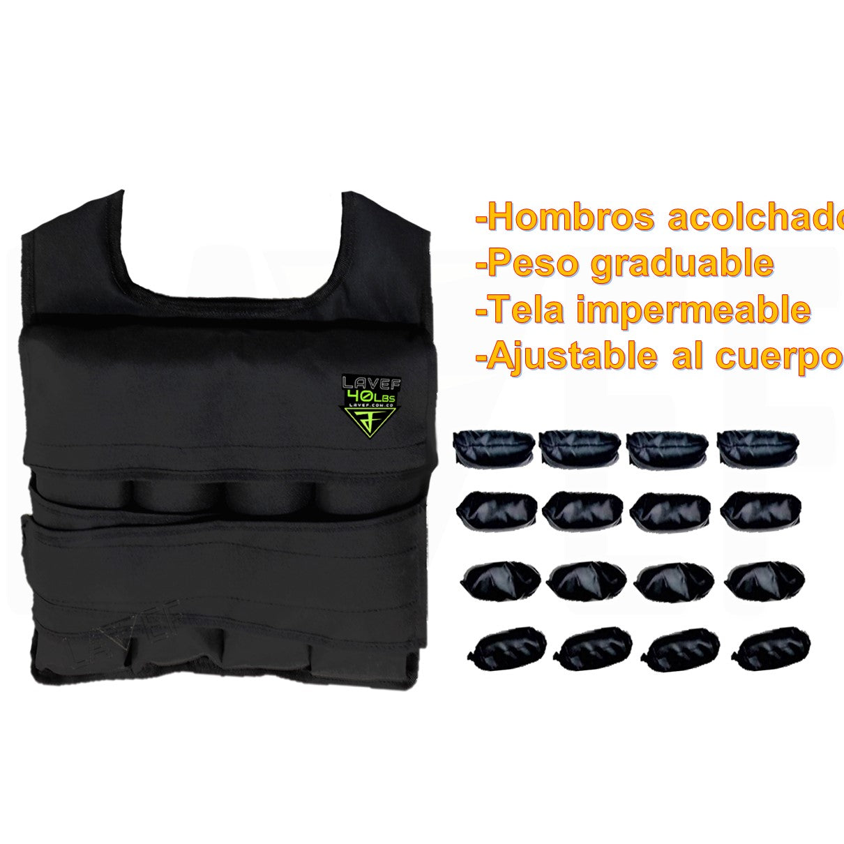 Chaleco De Peso 40lbs Graduables +pesas Tobilleras 1k
