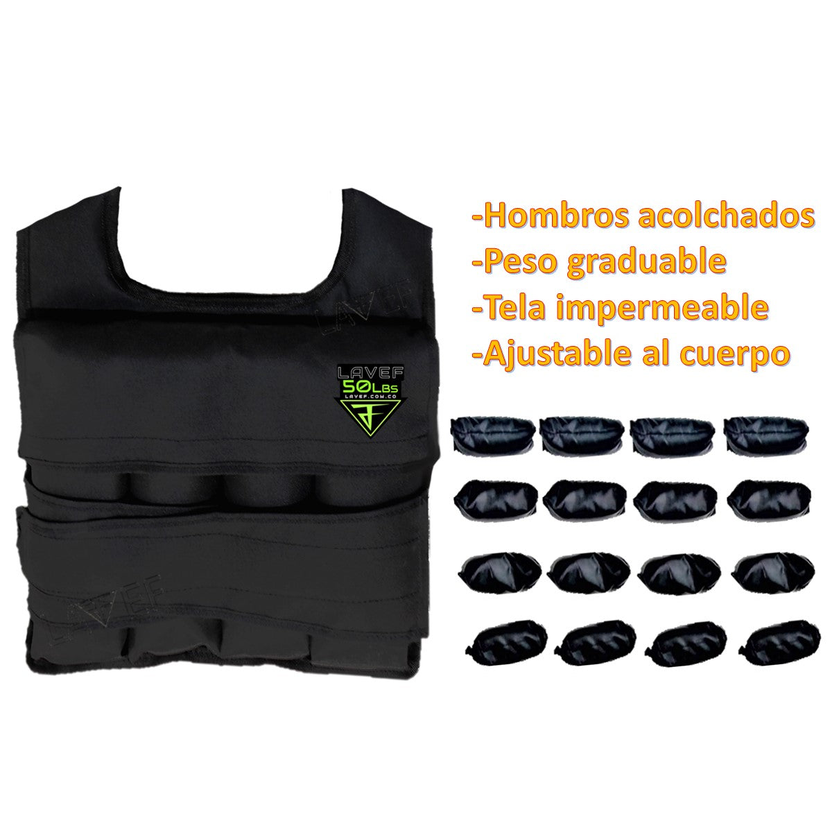 Chaleco De Peso Ajustable 50lb + Pesas Tobilleras 10k